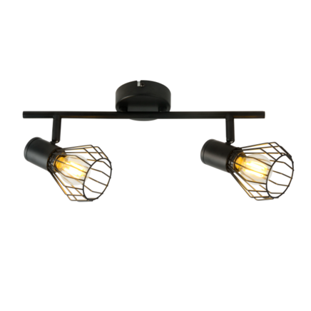 Industriel loftlampe med 2 spots - Julia - sort