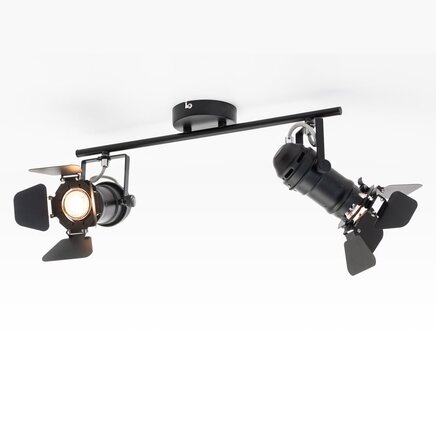 Skinnelampe med teaterspots - Cammy - sort