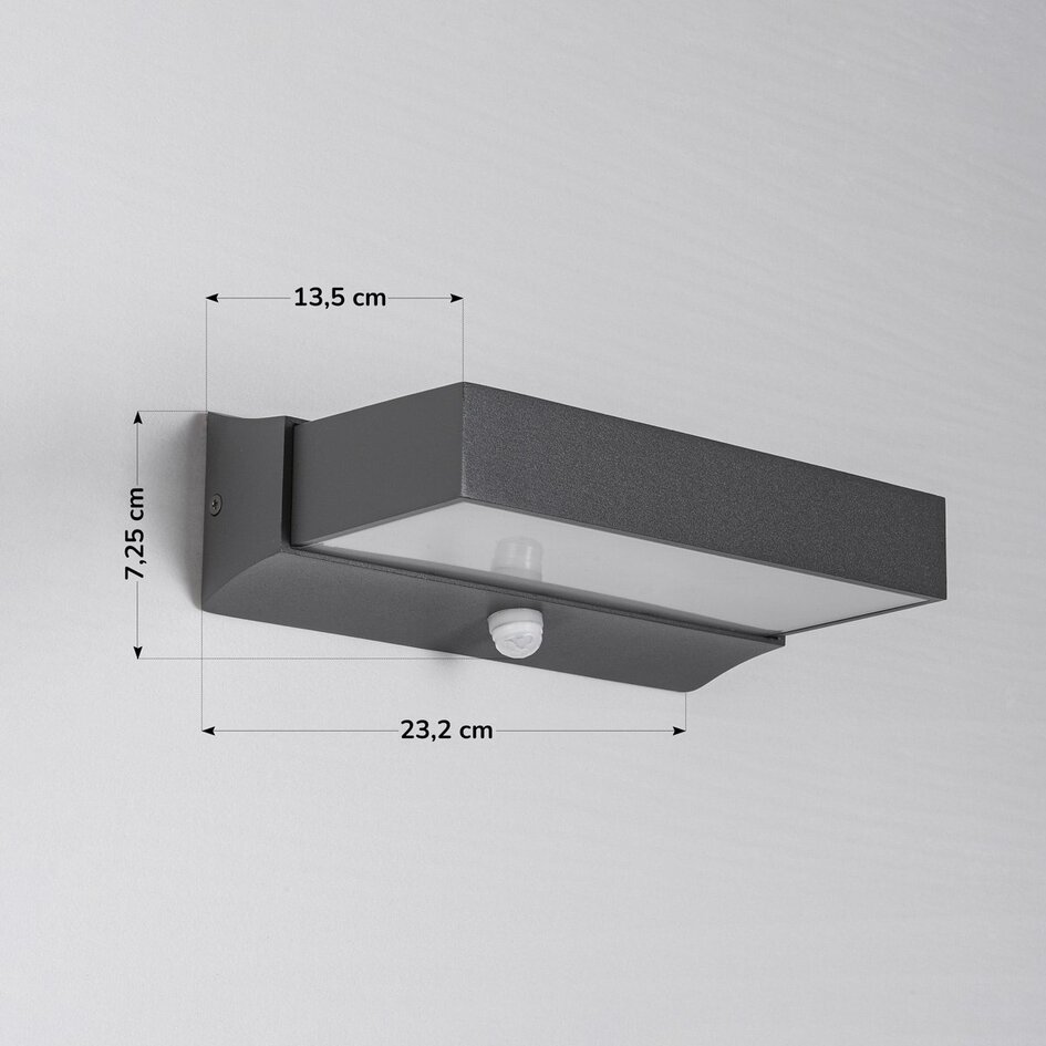 Moderne udendørs LED-væglampe + sensor - Onyx - antracit
