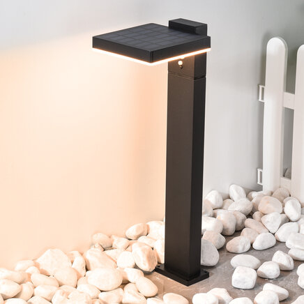 Solcelle bedlampe med sensor, 50 cm - Paulo - sort