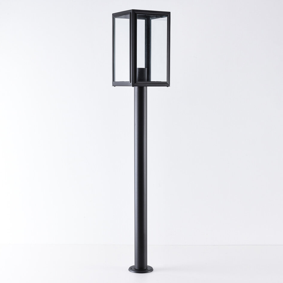 Bedlampe med stor glaslanterne, 100 cm - Giovanni - sort