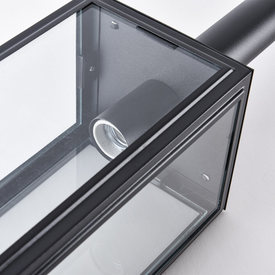 Bedlampe med stor glaslanterne, 100 cm - Giovanni - sort