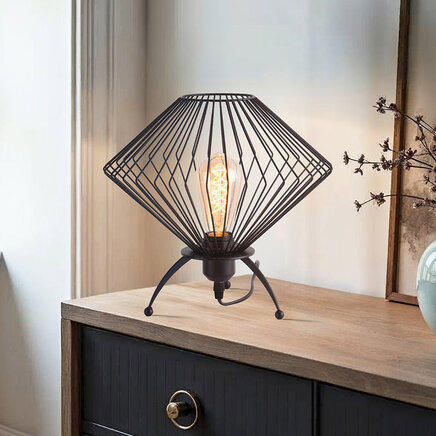 Industriel bordlampe Spider i sort metal