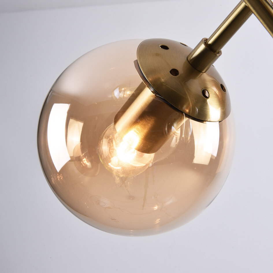 Retro pendel Florence med 4 lyskilder - guld med amber