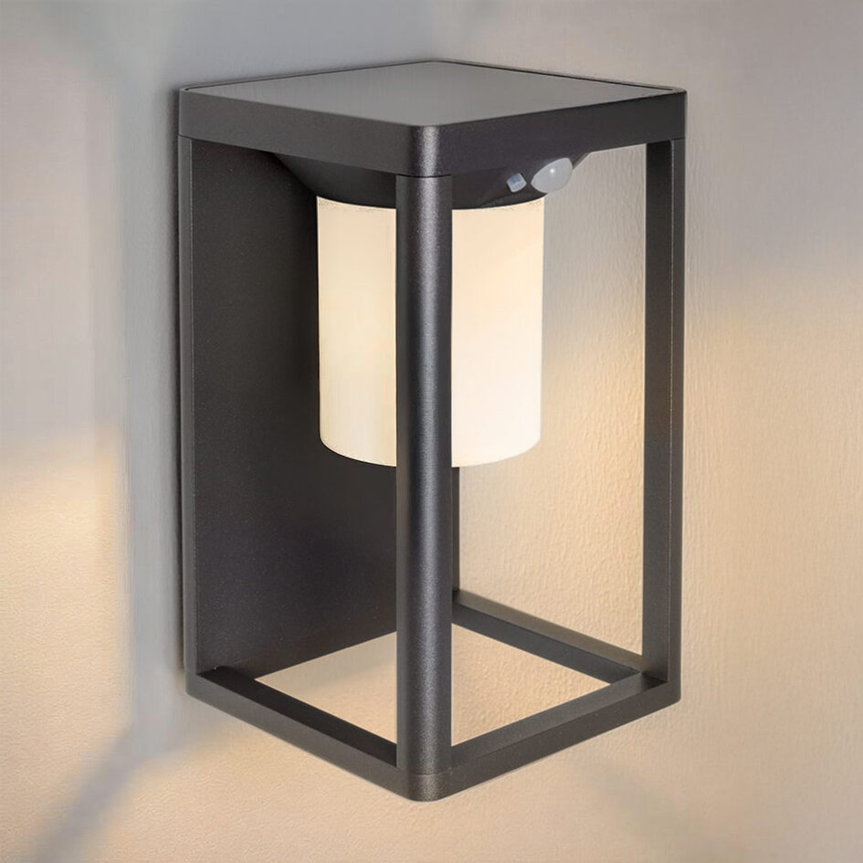 Væghængt solcellelampe med sensor - Bianca - sort