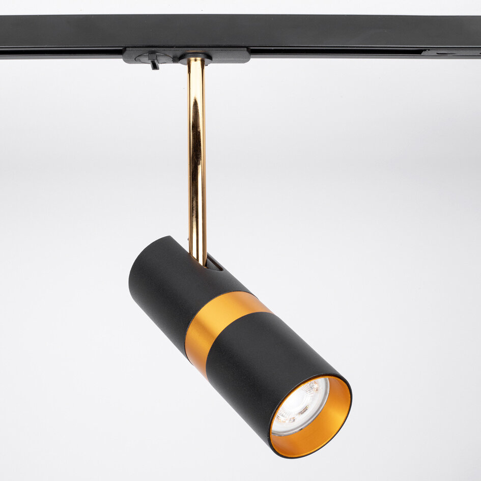 1-faset lysskinnesystem - 3 meter med Timeo spots - sort og guld