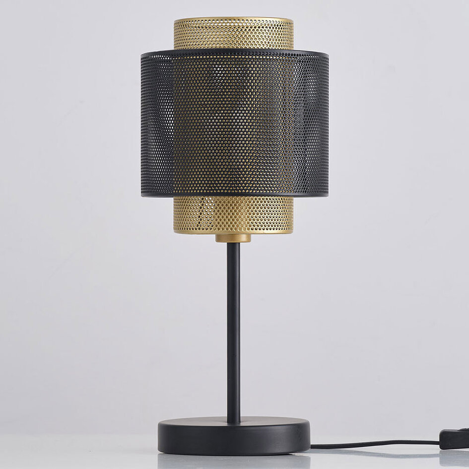 Fishnet bordlampe - Ava - sort og guld