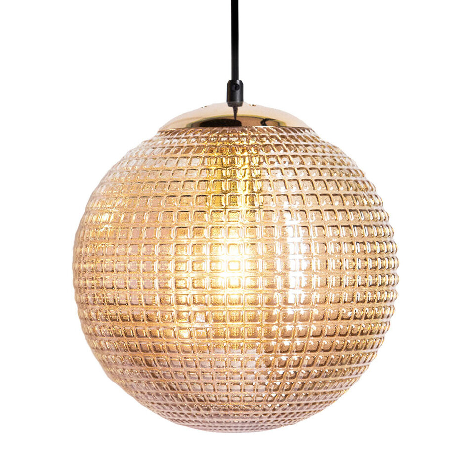 Pendel i ravfarvet glas med nubret struktur - Sila - Ø20 cm