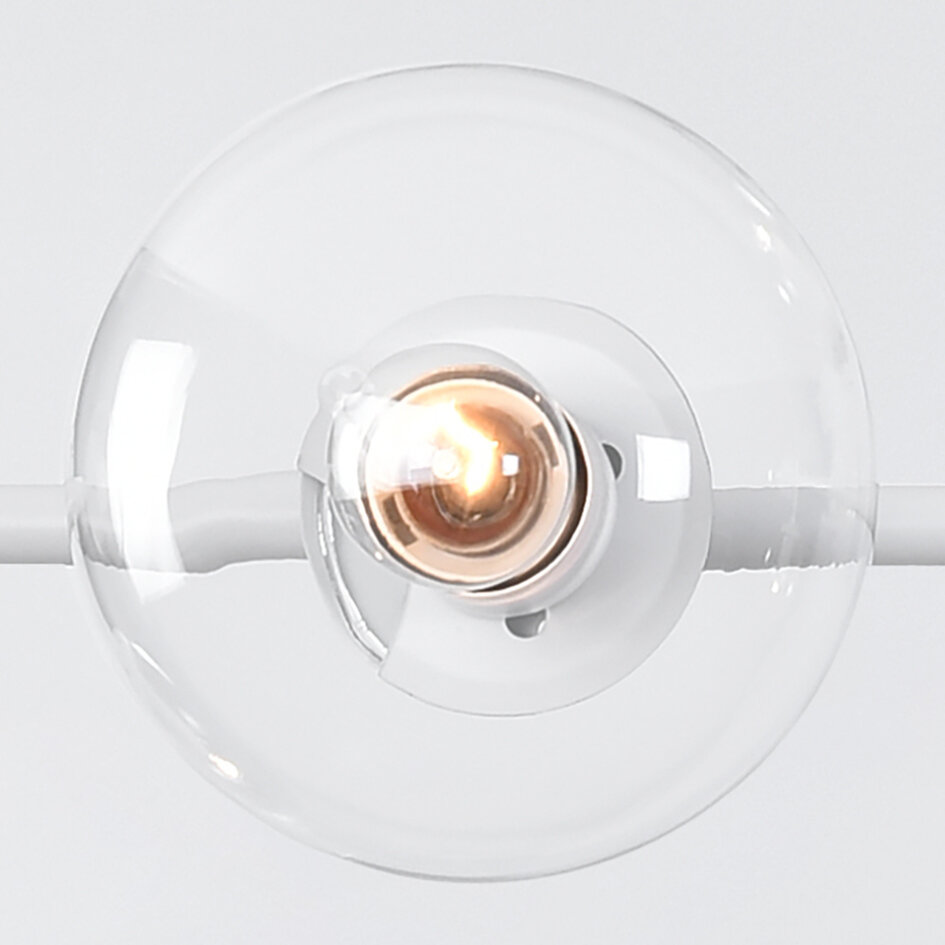 Langbordspendel - Hepta - hvid med transparente eller opalhvide glaskugler