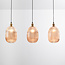 Pendellampe med gyldent, riflet glas,  3 lyspunkter - Erin