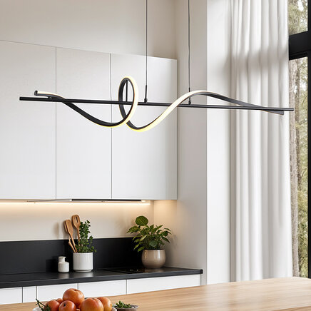 Moderne snoet LED-pendel, 3-trins dæmpbar - Ches - sort