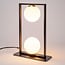 Bordlampe Duas, 2 lyskilder - sort med mælkehvidt glas