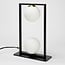Bordlampe Duas, 2 lyskilder - sort med mælkehvidt glas