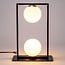 Bordlampe Duas, 2 lyskilder - sort med mælkehvidt glas