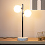 Bordlampe med 2 glaskugler - Pallon - opalhvid/krom