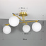 Elegant loftlampe med fire glaskugler - Nymo - guld og opalhvid