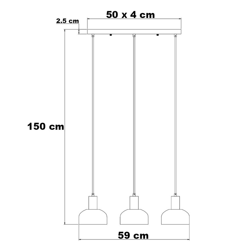 Glaspendel med 3 lyspunkter - Pilka - sort/røggrå