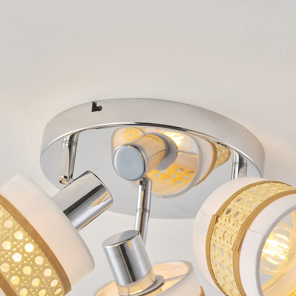 Spotrondel i rattan, 3 spotlamper - Besi