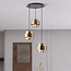 Retro pendel med 3 lamper i messinglook med smokey glas - Arany