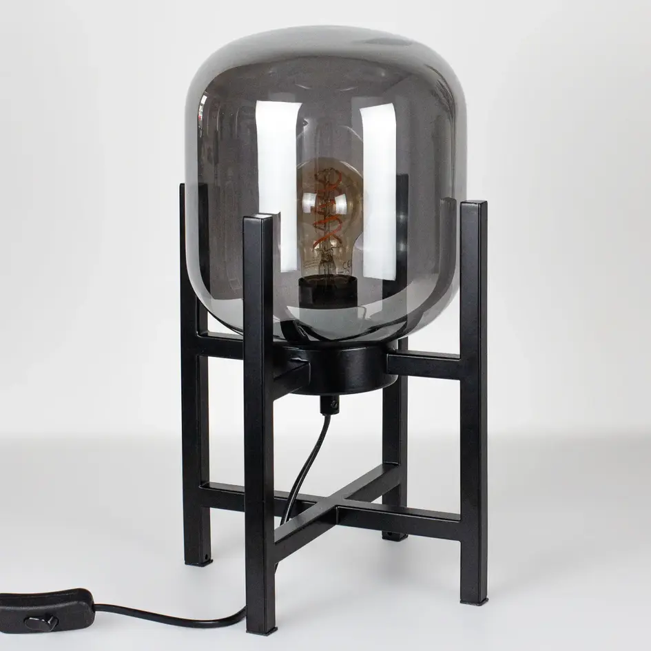 Bordlampe med glaskuppel i smoked spejlglas - Duuk