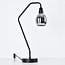Bordlampe Dewi - sort med kobber og røgfarvet glas