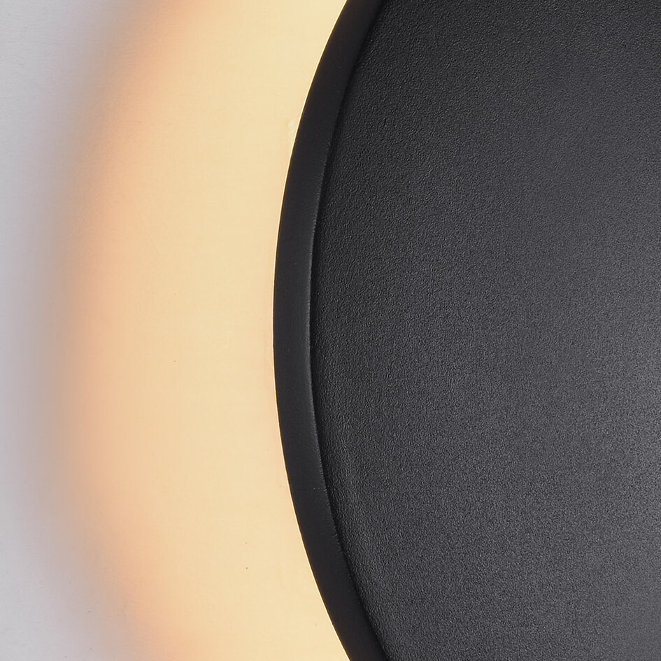 Rund væglampe, udendørs - Lune - sort