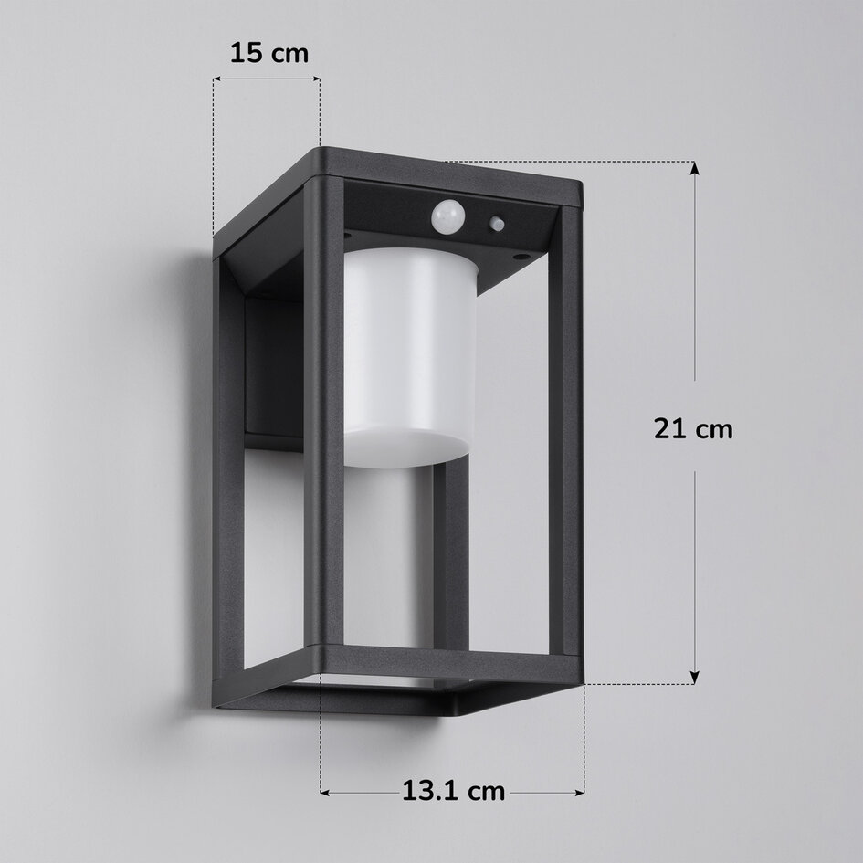 Væghængt solcellelampe med sensor - Lucian - sort