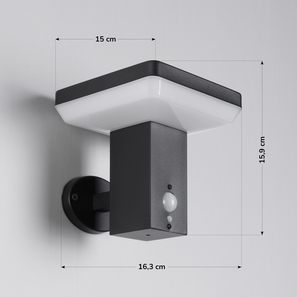 Moderne solcellelampe med sensor, væghængt - Aila