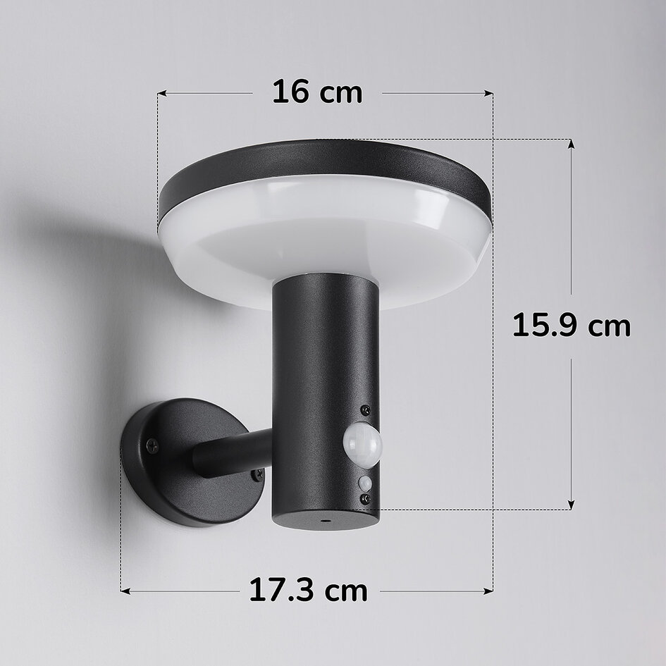 Moderne væghængt solcellelampe med sensor - Dimmy - sort