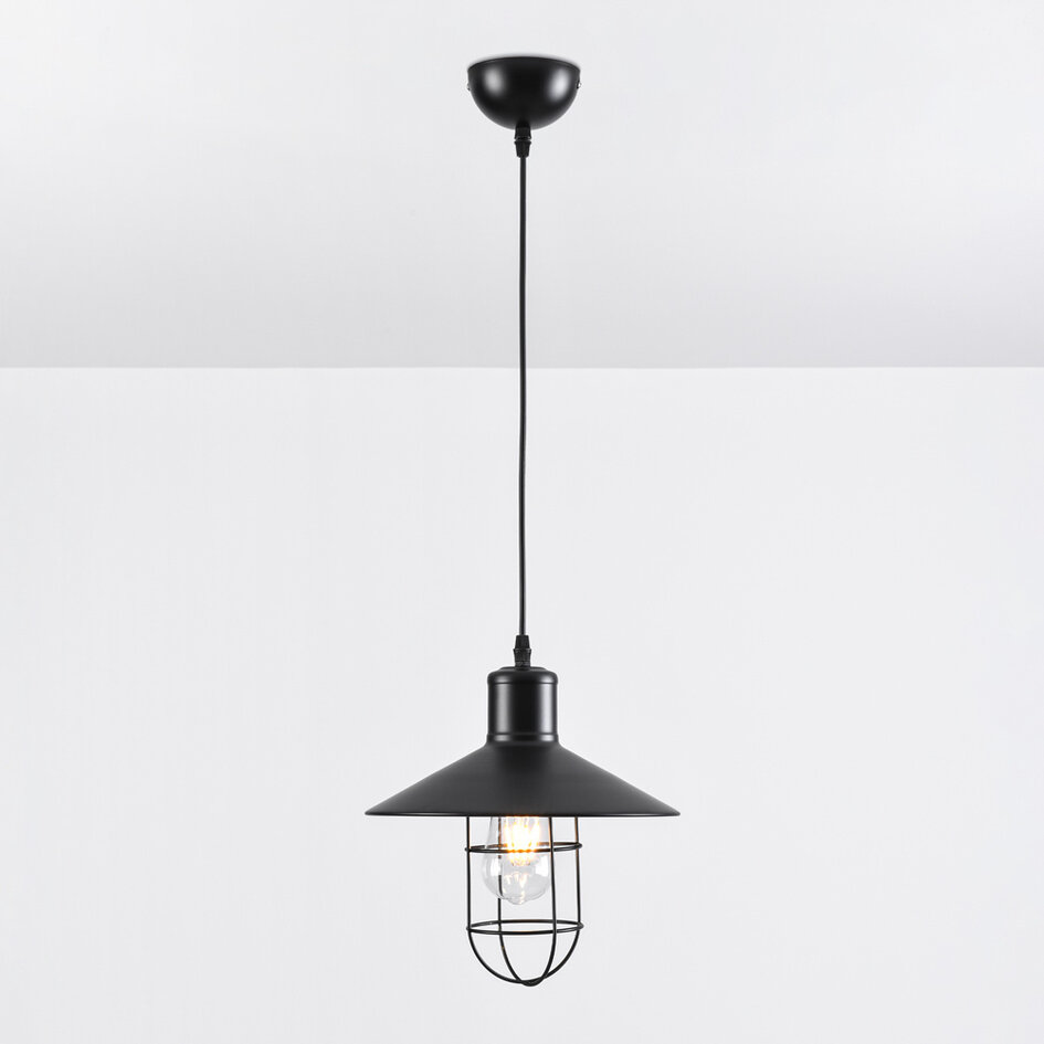 Industriel loftlampe i sort stål - Kiev