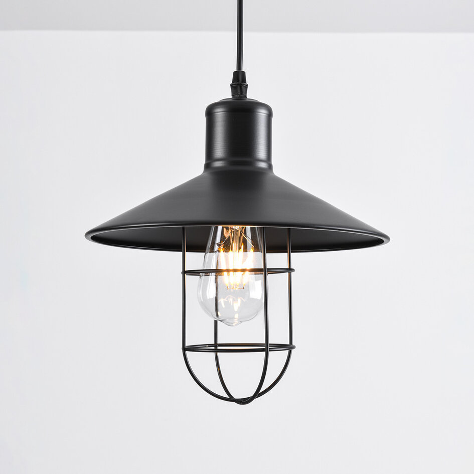 Industriel loftlampe i sort stål - Kiev
