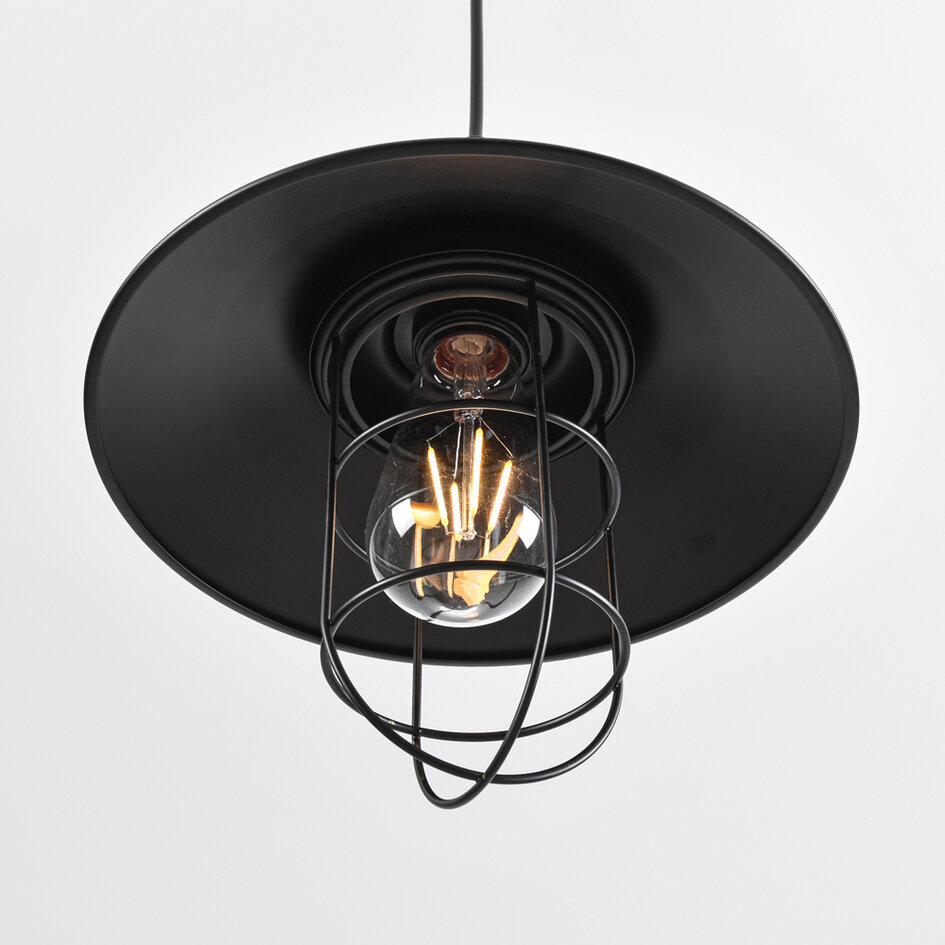 Industriel loftlampe i sort stål - Kiev