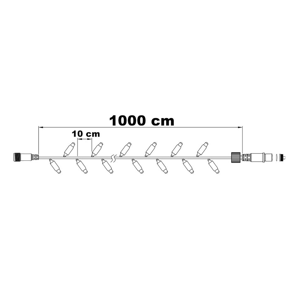 Flerfarvet (RGB) julelyskæde med appstyring | Linkbar | Fra 10 meter med 100 LED-lys | Sort gummi