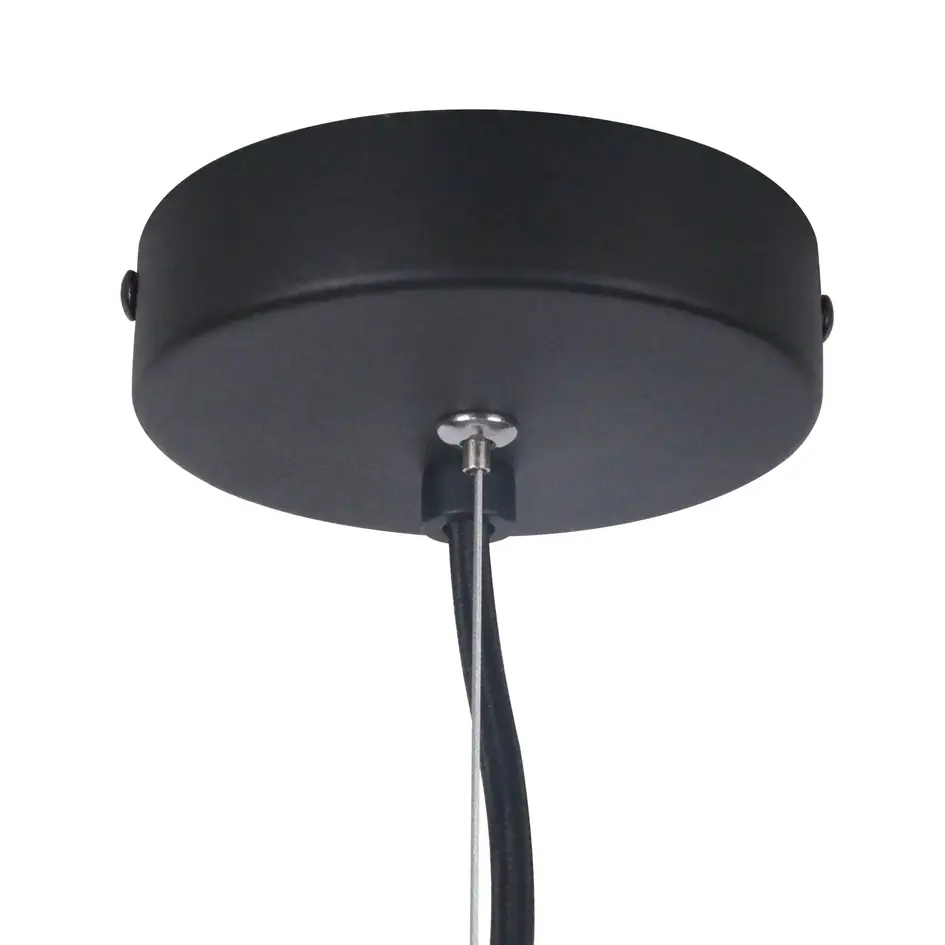 Loftslampe med oval glasskærm - Kostas - sort/hvid/guld