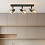 Loftlampe Elias, 3 lyskilder med røgfarvet gråt glas - sort
