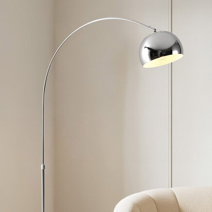 Bueformet standerlampe i krom - Bowie