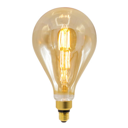 E27 LED-globepære XXL, dobbeltfilament med ravfarvet glas - 10 watt / 2000K / Ø160 / dæmpbar