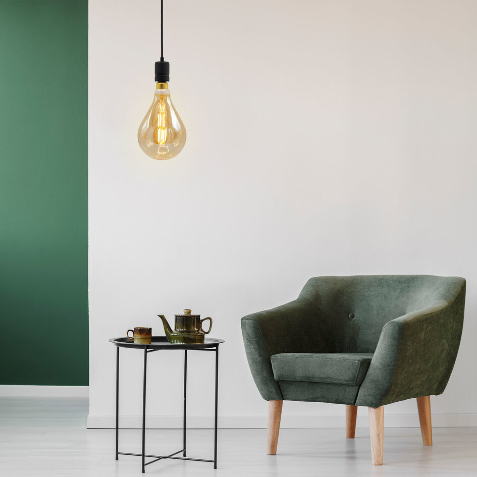 E27 LED-globepære XXL, dobbeltfilament med ravfarvet glas - 10 watt / 2000K / Ø160 / dæmpbar
