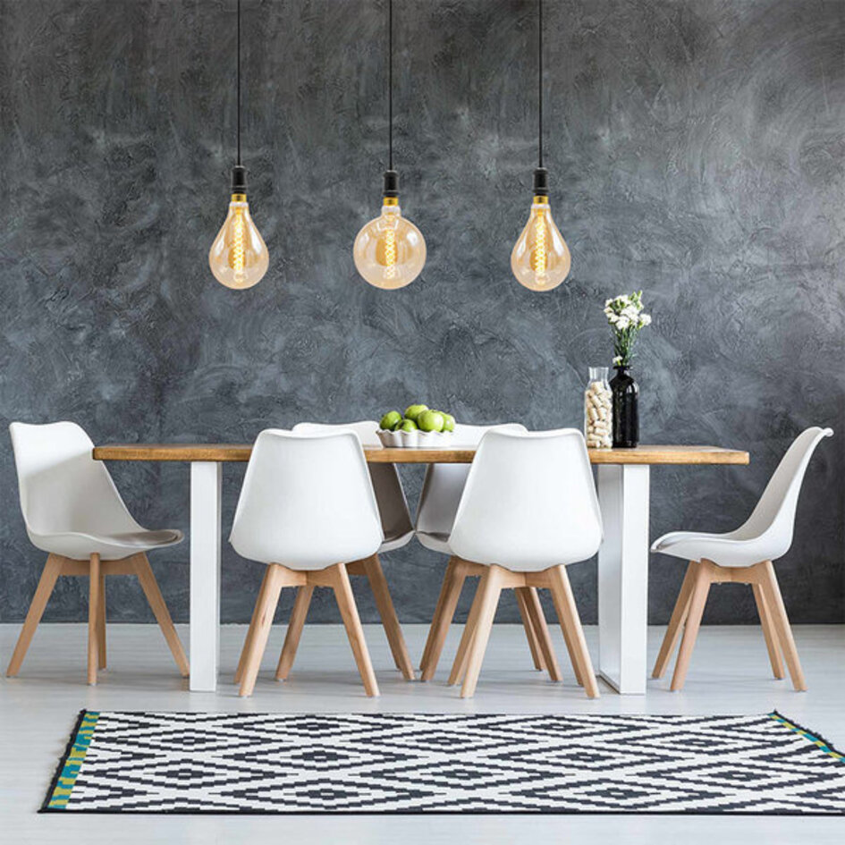 E27 LED-globepære XXL, spiral filament med ravfarvet glas - 8,5 watt / 2000K / Ø160 / dæmpbar