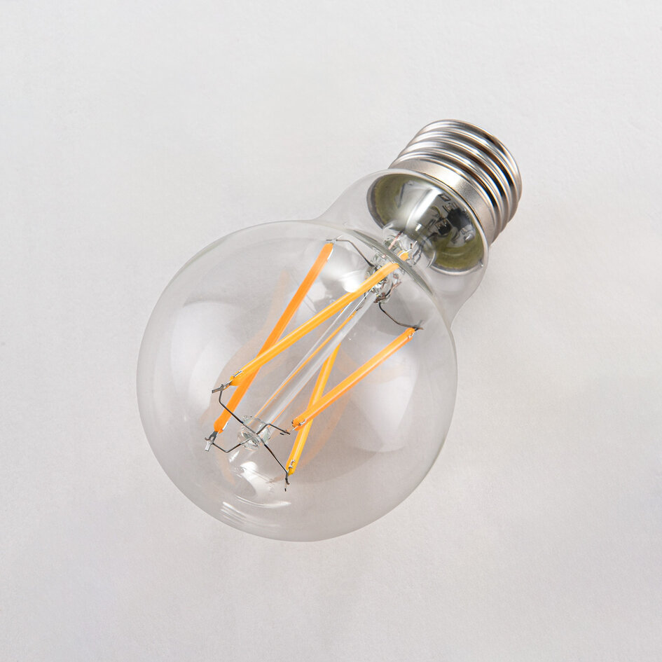 E27 LED-kronepære, filament med klart glas - 7 el. 9 watt / 2700-2500-2200K / Ø60 / varm dæmpning