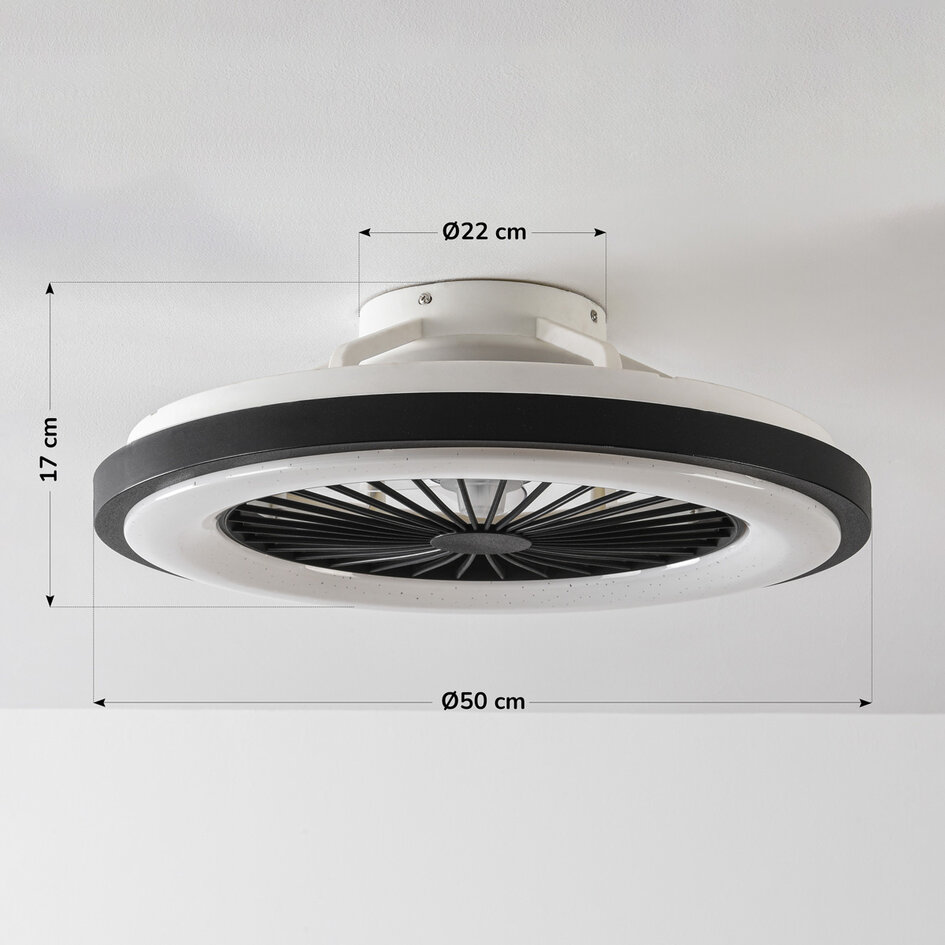 Loftventilator med justerbar farvetemperatur og stjerneeffekt - Starry - sort