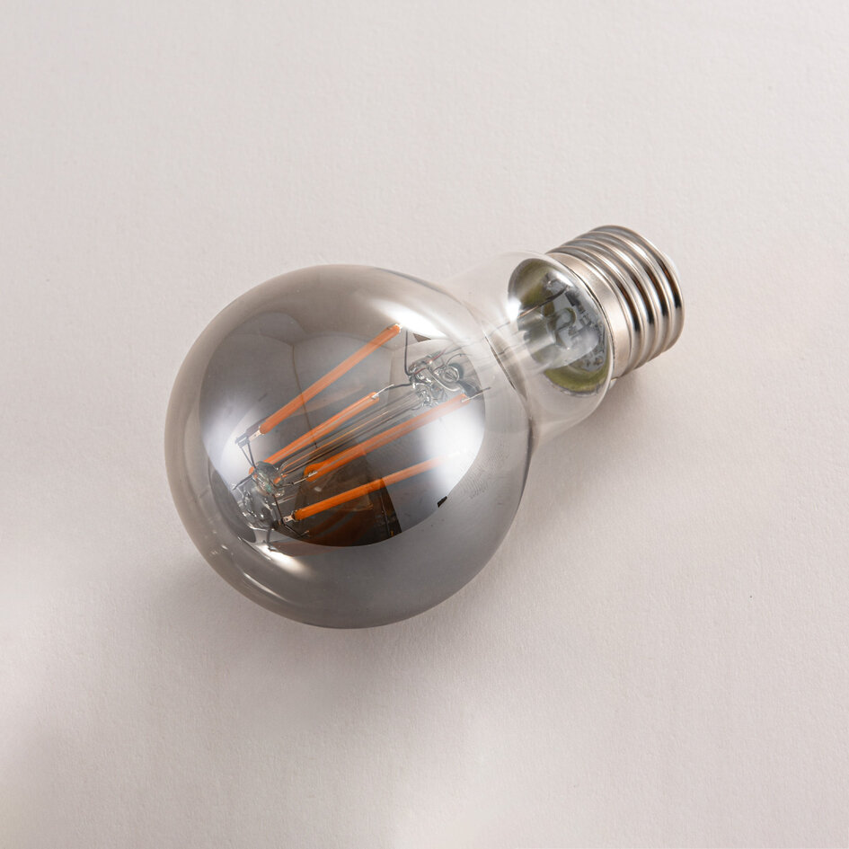 E27 LED-kronepære, filament med røgfarvet/smoke glas - 8,5 watt / 1800K / Ø60 / dæmpbar