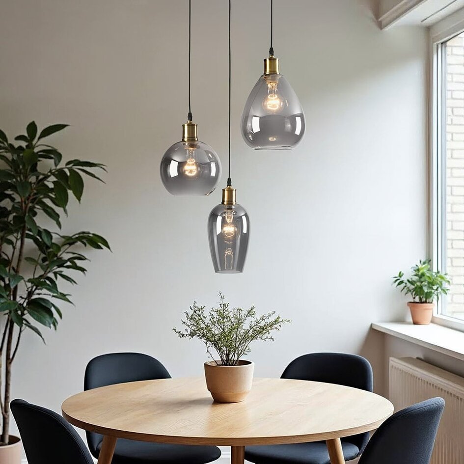 Klyngependel med røgfarvet/smoke glas og blank overflade - Verona