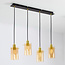 Elegant pendellampe med 4 lyspunkter - Tuscon - sort/gyldent glas