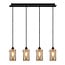 Moderne pendellampe med 4 lyspunkter - Worth - sort/smokey glas