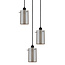 Elegant pendellampe med 3 lyspunkter - Akron - sort/smokey glas