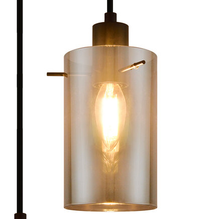 Elegant pendellampe med 3 lyspunkter - Akron - sort/smokey glas