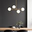 Design loftlampe Asun med 4 lyskilder - guld og mælkehvidt glas