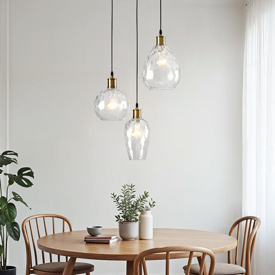 Klyngependel med transparent glas og bulet effekt - Verona