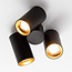Design sort 3-lys spotlampe til påbygning - Gus
